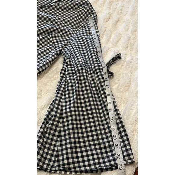 Ava & Viv Gingham V-neck Blouse w/Sleeve Ties Cotton Blend Women's Plus Size 1X - Picture 7 of 16